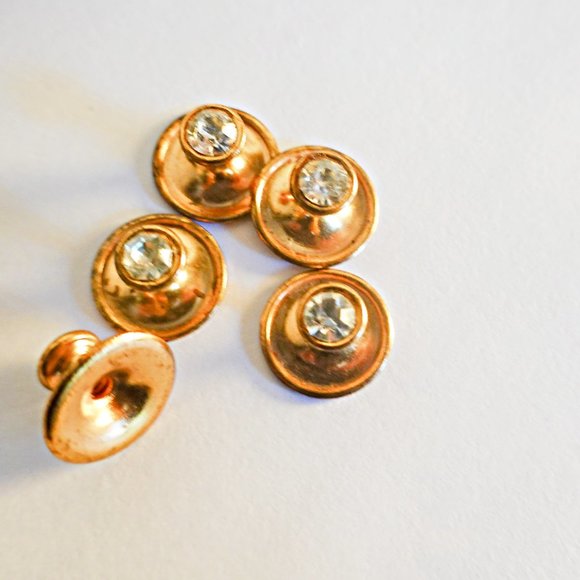 Tuxedo Rock Crystal Shirt Stud Buttons Vintage - Picture 2 of 2
